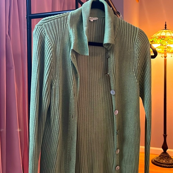 Vince Sweaters - Vince Knot Green Cardigan with Mother Of Pearl Buttons